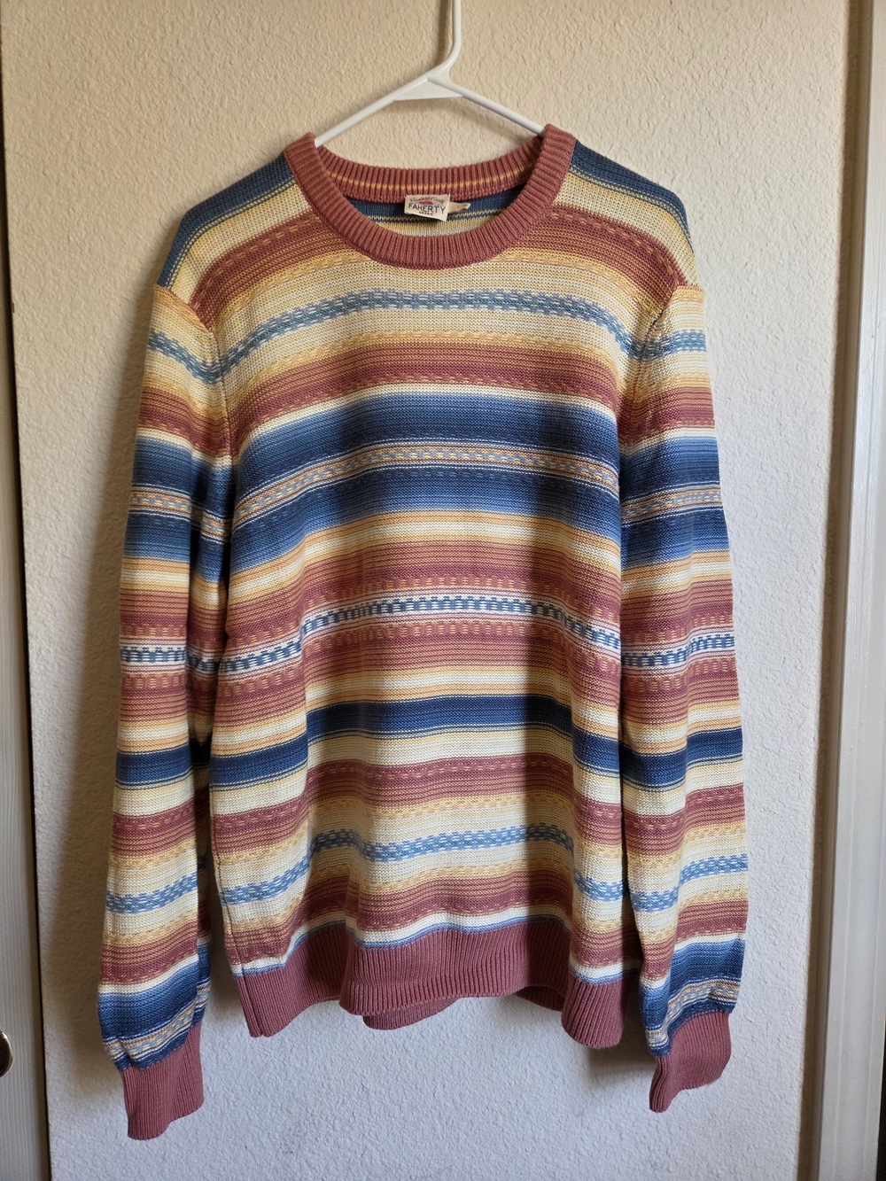 FAHERTY BRAND 
Faherty Stripe Crewneck Sweater Red Basin Ombré Men’s L Unisex C